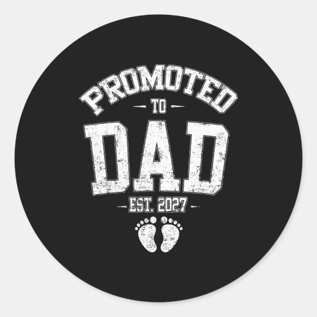 Pegatina Redonda Promoted To Dad Est 2027 New Mom Daddy Fathers Day (Anverso)