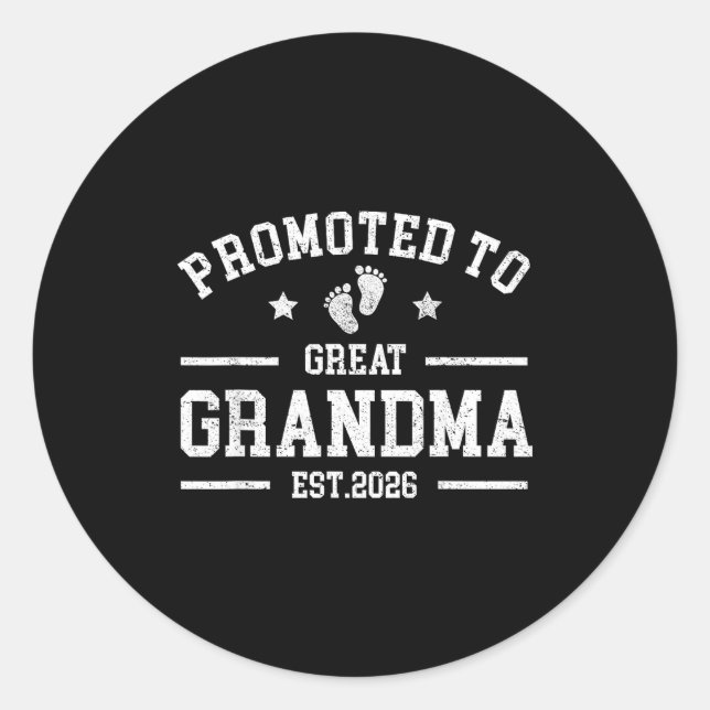 Pegatina Redonda Promoted To Great Grandma Est. 2026 Baby Announcem (Anverso)