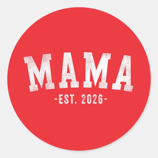 Pegatina Redonda Promoted To Mama 2026 Pregnancy Floral New Mom Est (Anverso)