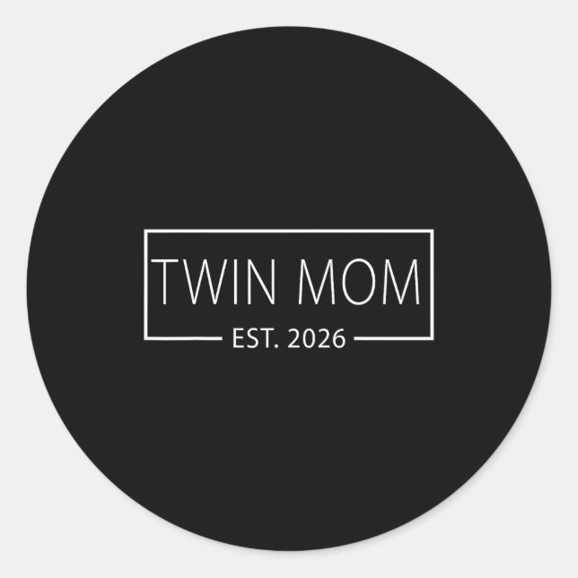 Pegatina Redonda Promoted To Twin Mom Est 2026 Expect Baby 2026  (Anverso)