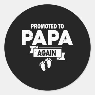 Pegatina Redonda Promovido A Papa De Nuevo Invitación De Embarazo