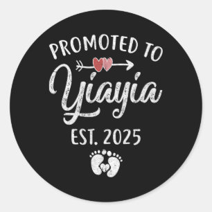 Pegatina Redonda Promovido A Yiayia Est 2025 Divertida Primera Moth