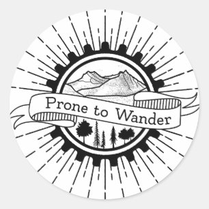 Pegatina Redonda Prone to para Wander Traveler