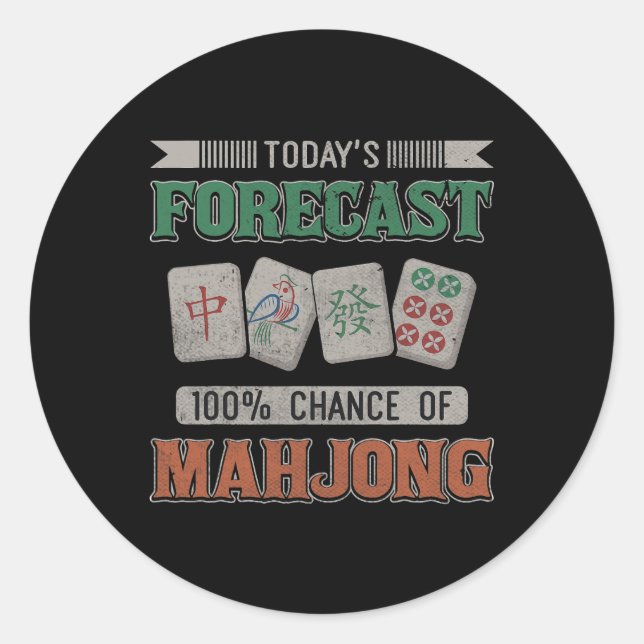 Pegatina Redonda Pronóstico de hoy 100 posibilidades de Mahjong Fie (Anverso)