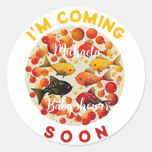 Pegatina Redonda Pronto me voy a dar un divertido Baby Shower de lo (Anverso)