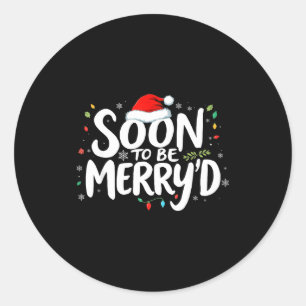 Pegatina Redonda Pronto Para Ser Feliz Navidad Prometido Santa