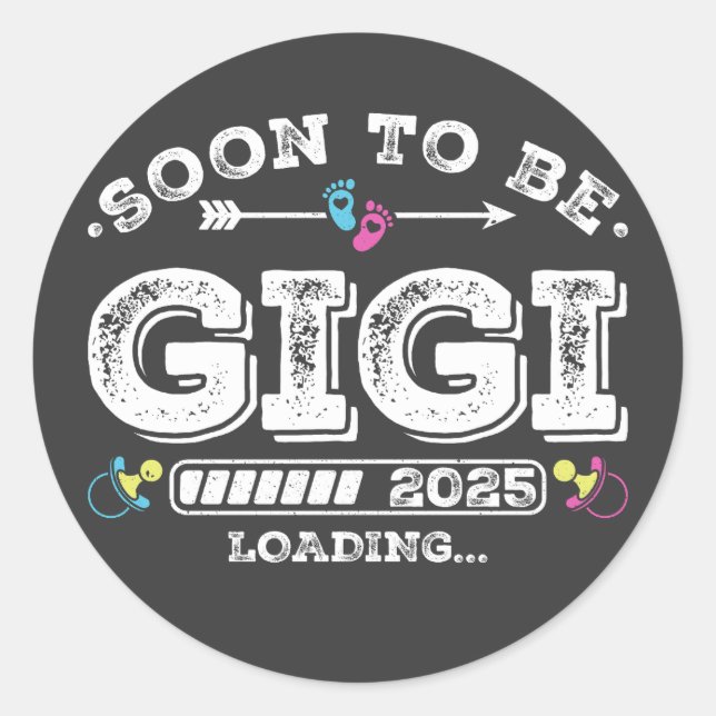 Pegatina Redonda Pronto será Gigi 2025 Cargando (Anverso)