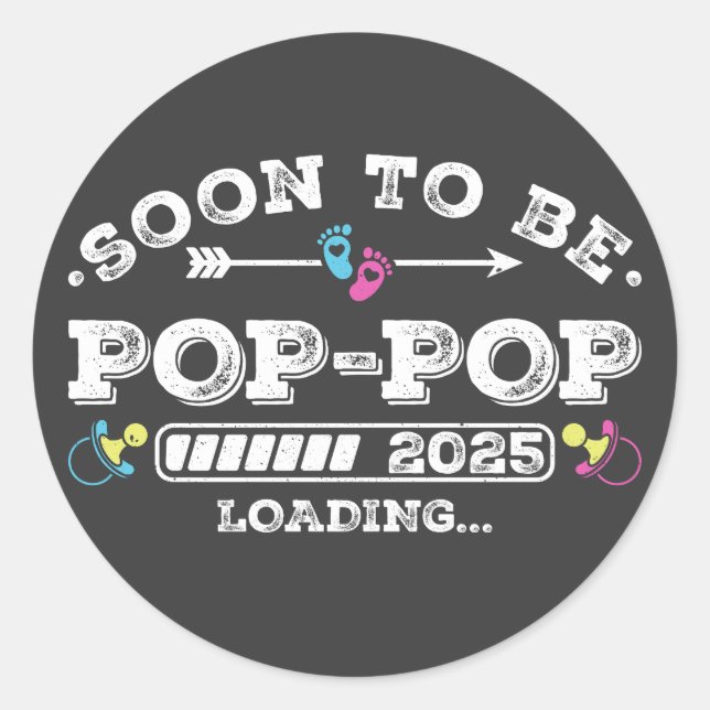 Pegatina Redonda Pronto será la carga Pop-Pop 2025 (Anverso)