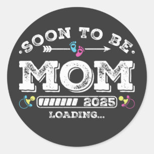 Pegatina Redonda Pronto será Mamá 2025 cargando