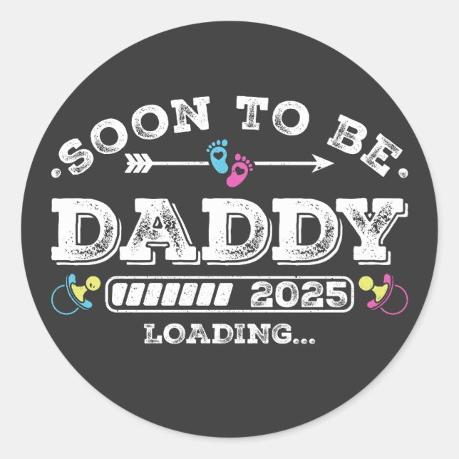 Pegatina Redonda Pronto será Papi 2025 cargando (Anverso)