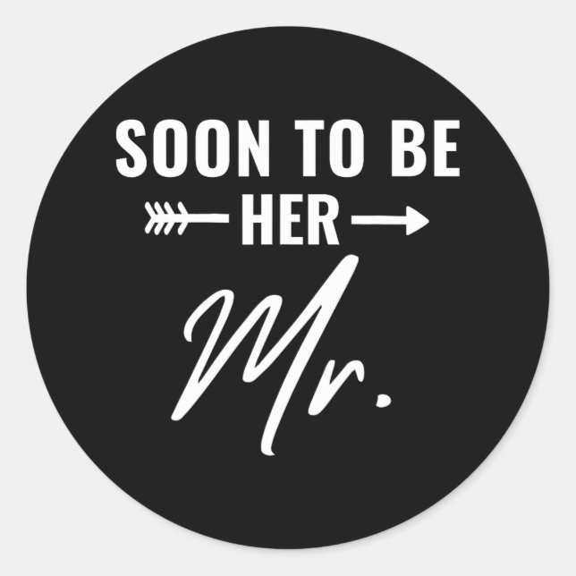 Pegatina Redonda Pronto será su futuro marido prometido (Anverso)