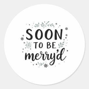 Pegatina Redonda Pronto Serán Varios Navidades Comprometidos Pareja