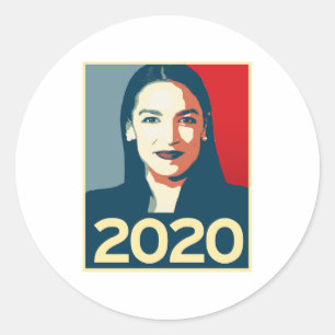 Pegatina Redonda Propaganda AOC 2020
