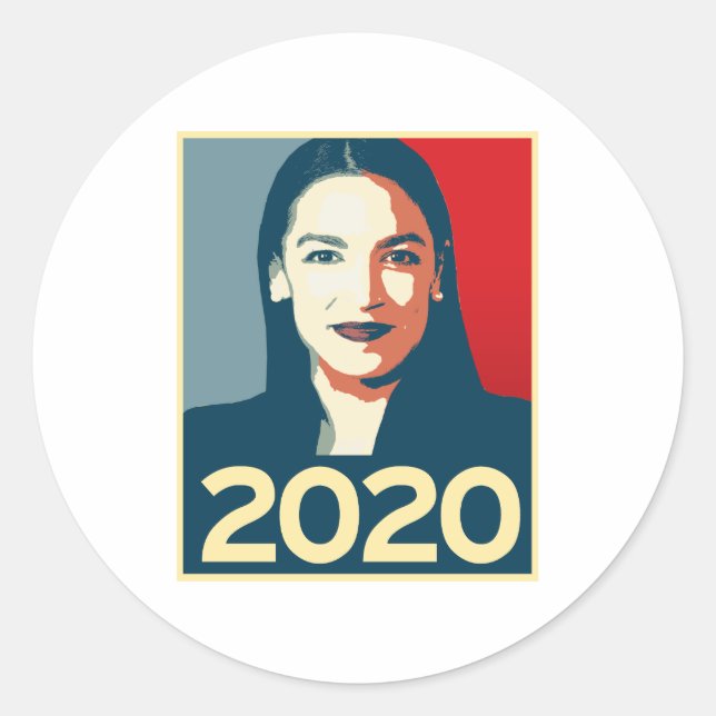 Pegatina Redonda Propaganda AOC 2020 (Anverso)