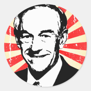 Pegatina Redonda Propaganda de Ron Paul