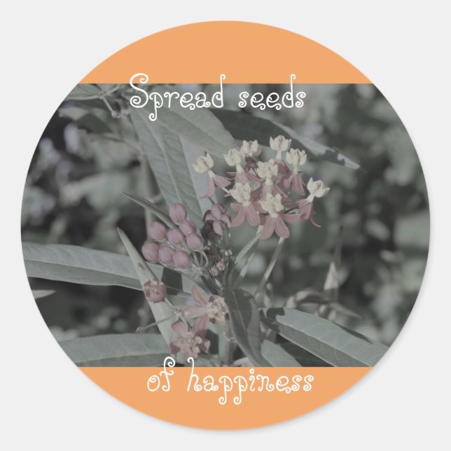 Pegatina Redonda Propagar semillas de pegatinas de la felicidad (Anverso)