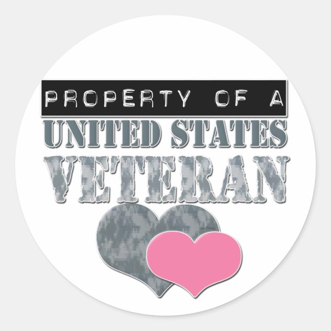 Pegatina Redonda Propiedad De Un Veterano De Los Estados Unidos (Anverso)