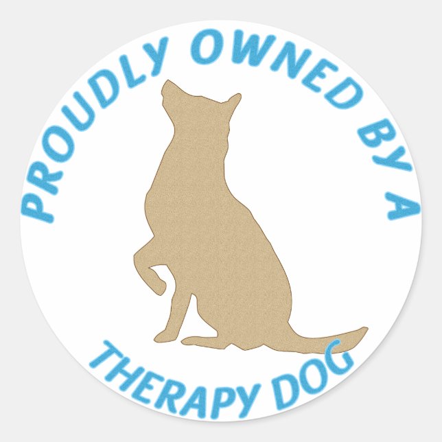 Pegatina Redonda Propiedad orgullosamente de un perro terapeuta (Anverso)