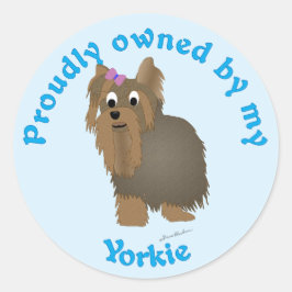 Pegatina Redonda Propiedad orgullosamente de un yorkie