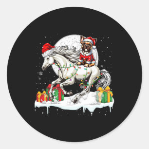 Pegatina Redonda Propietario de los Navidades de caballos de Bulldo