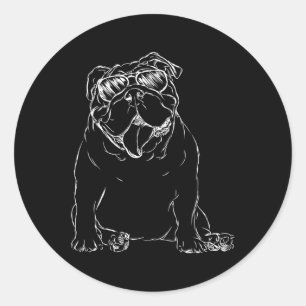 Pegatina Redonda Propietario de perros Bulldoges ingleses