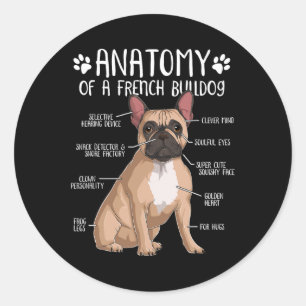 Pegatina Redonda Propietario del Perro Perro Frenchie Anatomy Bulld