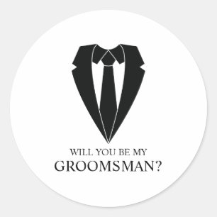 Pegatina Redonda Propuesta de Groomsman personalizada para Boda neg
