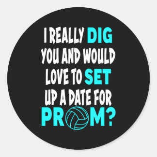 Pegatina Redonda Propuesta de voleibol de fecha Prom