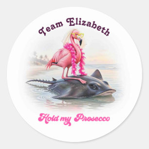 Pegatina Redonda Prosecco Flamingo Stingray Despedida de Soltera Te