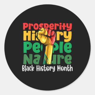 Pegatina Redonda Prosperidad del puño de mano historia negra afroam