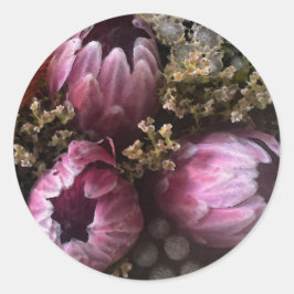 Pegatina Redonda Protea Bouquet