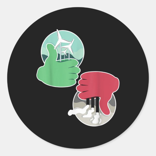 Pegatina Redonda Protección ambiental de energía eólica de energía  (Anverso)