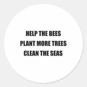 Pegatina Redonda Protección Ambiental - Salven Las Abejas, Planta M