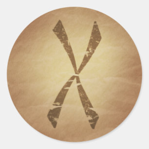 Pegatina Redonda Protección contra encantos mágicos nórdicos del