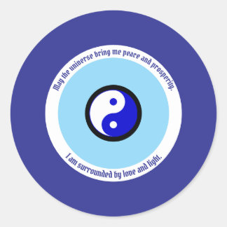 Pegatina Redonda Protección de Karma Oscuro Malvado Azul Ojo Yin Ya