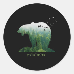 Pegatina Redonda Protección de la naturaleza de la mujer Protección