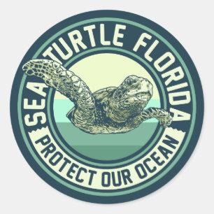 Pegatina Redonda Protección de tortugas marinas