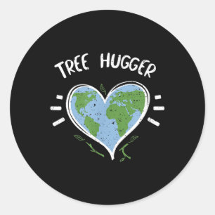 Pegatina Redonda Protección del medio ambiente_ Tree Hugger - Día d