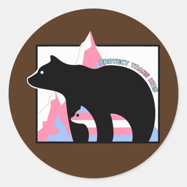 Pegatina Redonda Protect Trans Kids Mama Bear Transgender  (Anverso)