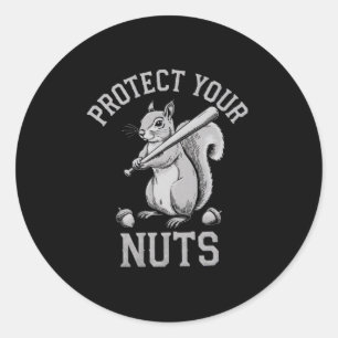 Pegatina Redonda Protege tus nueces divertido ardilla Bysebyll Byt 