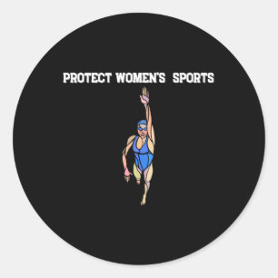 Pegatina Redonda Proteger A La Feminista Deportiva De Natación