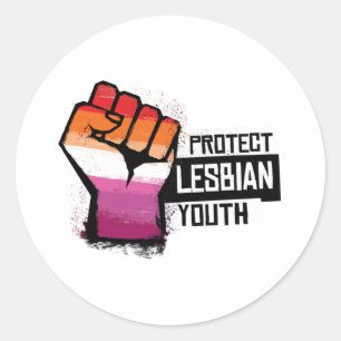 Pegatina Redonda Proteger a la Juventud Lesbiana