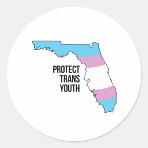 Pegatina Redonda Proteger a la juventud trans de Florida