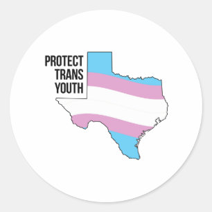 Pegatina Redonda Proteger a la juventud trans de Texas