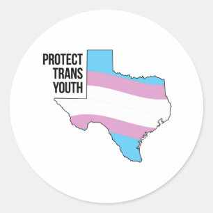 Pegatina Redonda Proteger a la juventud trans de Texas