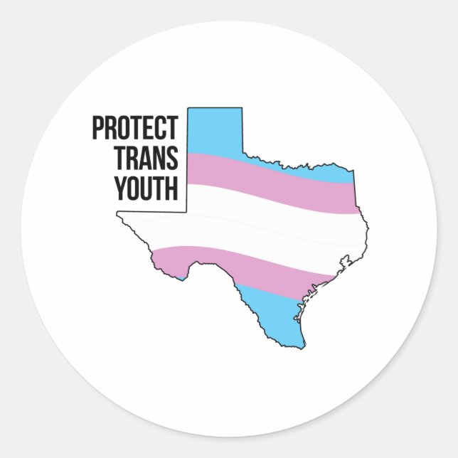 Pegatina Redonda Proteger a la juventud trans de Texas (Anverso)