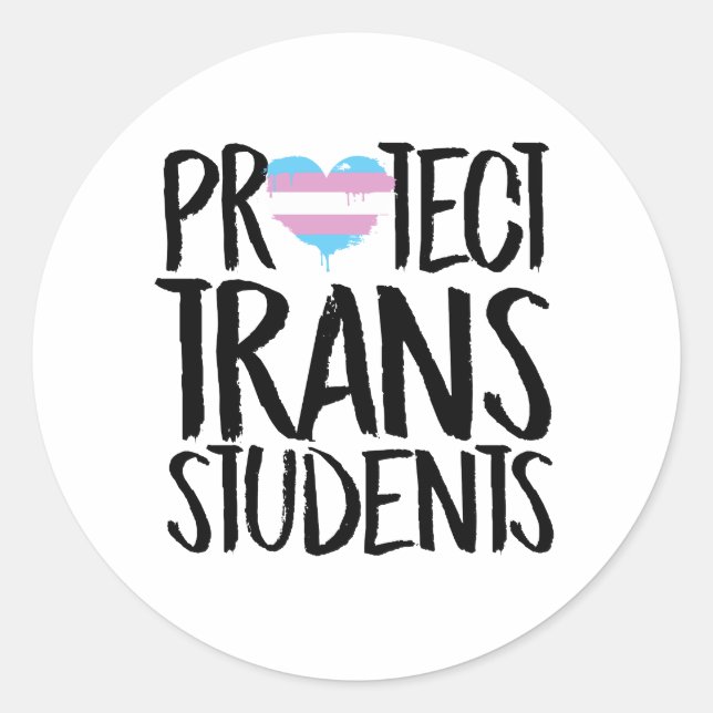 Pegatina Redonda Proteger a los estudiantes trans (Anverso)