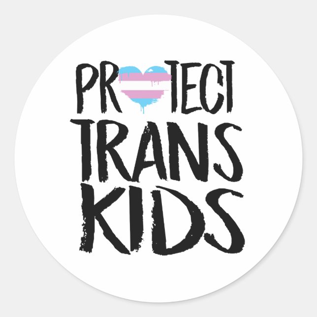 PEGATINA REDONDA PROTEGER A LOS NIÑOS TRANS (Anverso)