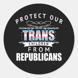 Pegatina Redonda Proteger a los niños trans