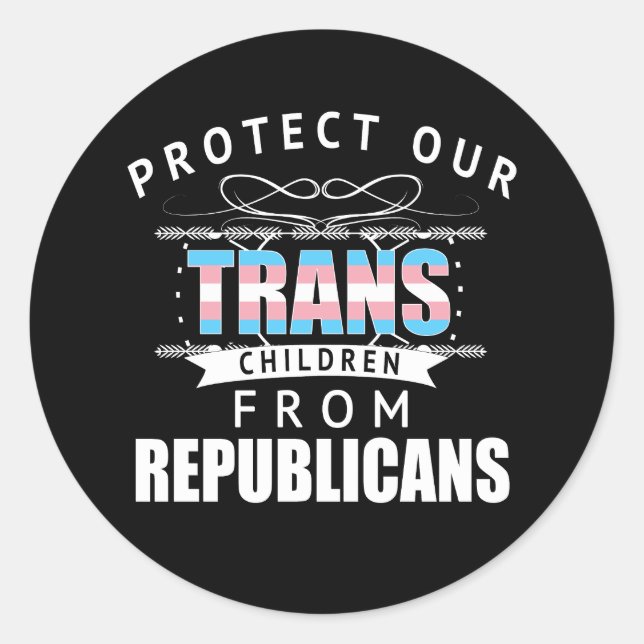 Pegatina Redonda Proteger a los niños trans (Anverso)